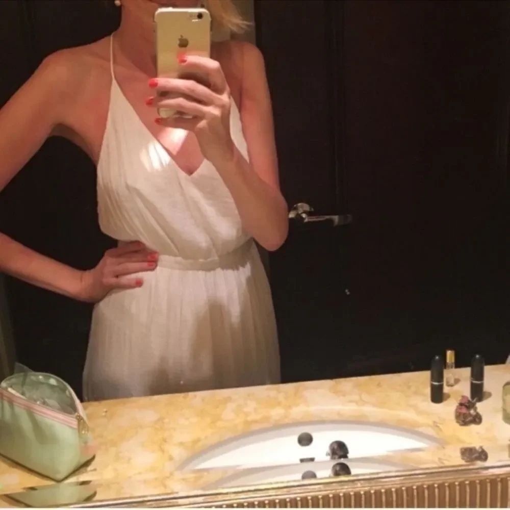 Kimchi Blue White Silky T Strap Midi Dress